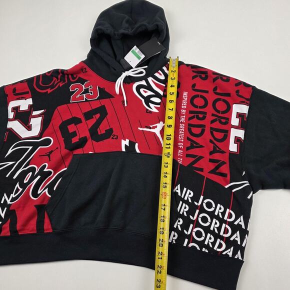 Jordan Hoodie Womens Extra Large Black Red Loose Fit Air 23 Graphic Pullover NBA - Picture 4 of 12